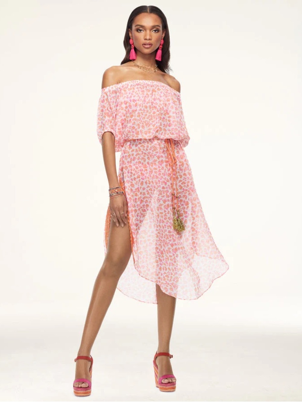 Ramy Brook Women's Zuri Printed Dress Swim Cover-Up Electric Orange